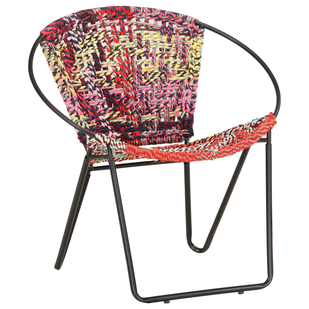Circle Chair Multicolours Chindi Fabric - Sid & Sam
