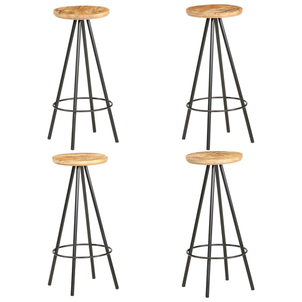 Bar Stools 4 pcs Rough Mango Wood - The Home Maker