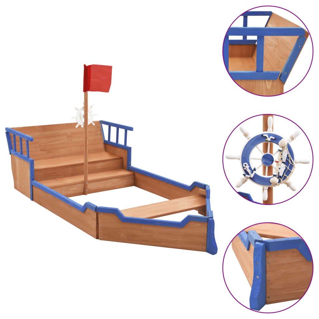 Sandbox Pirate Ship Firwood 190x94.5x101 cm - Millennium Furniture