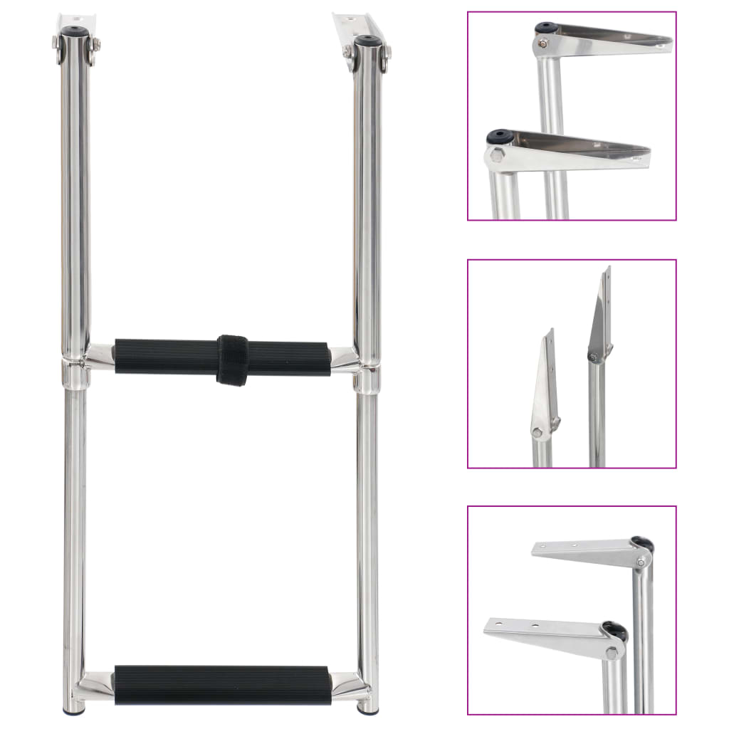 Folding Boarding Ladder 2-step Stainless Steel - Design Hut
