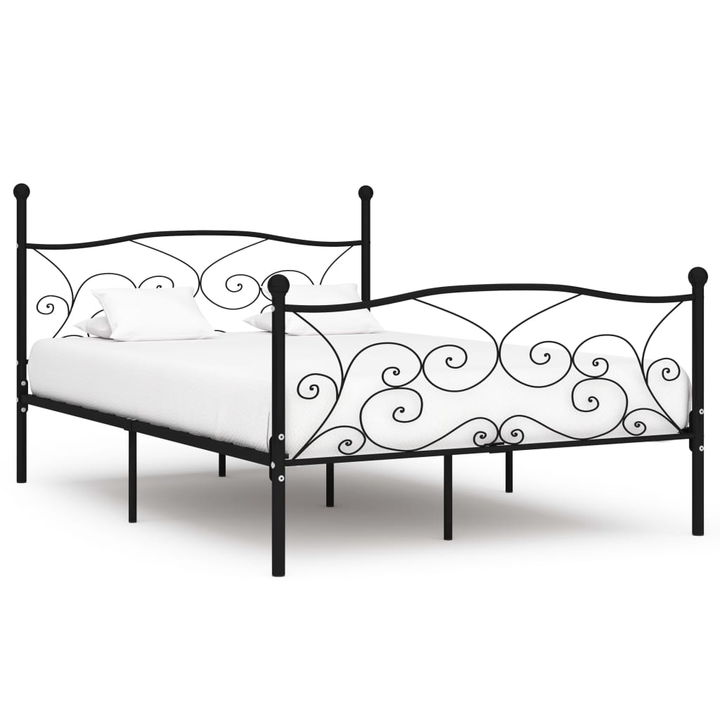 Bed Frame with Slatted Base Black Metal 120x200 cm - Discount Dealers