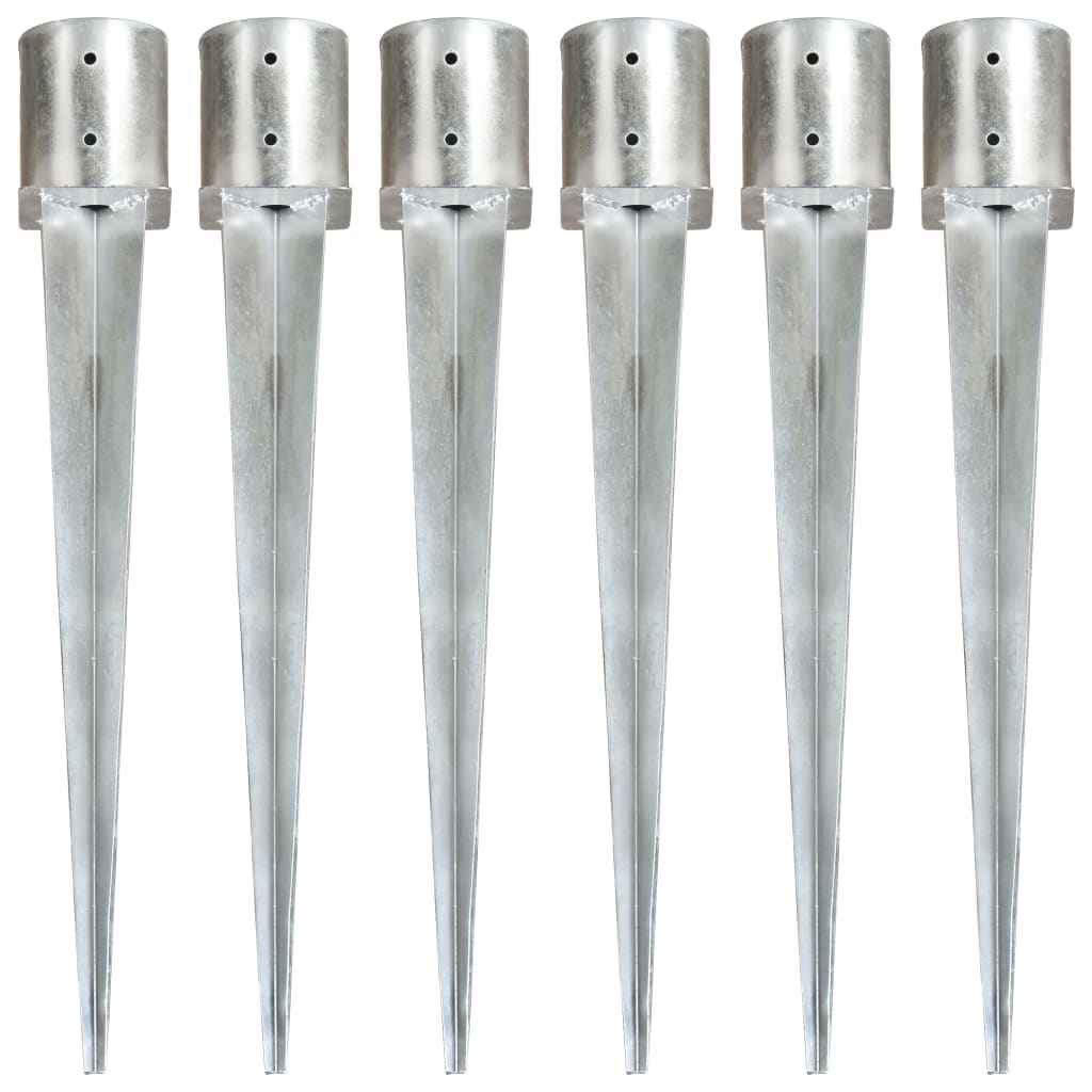 Ground Spikes 6 pcs Silver 12x91 cm Galvanised Steel - Discount Dealers
