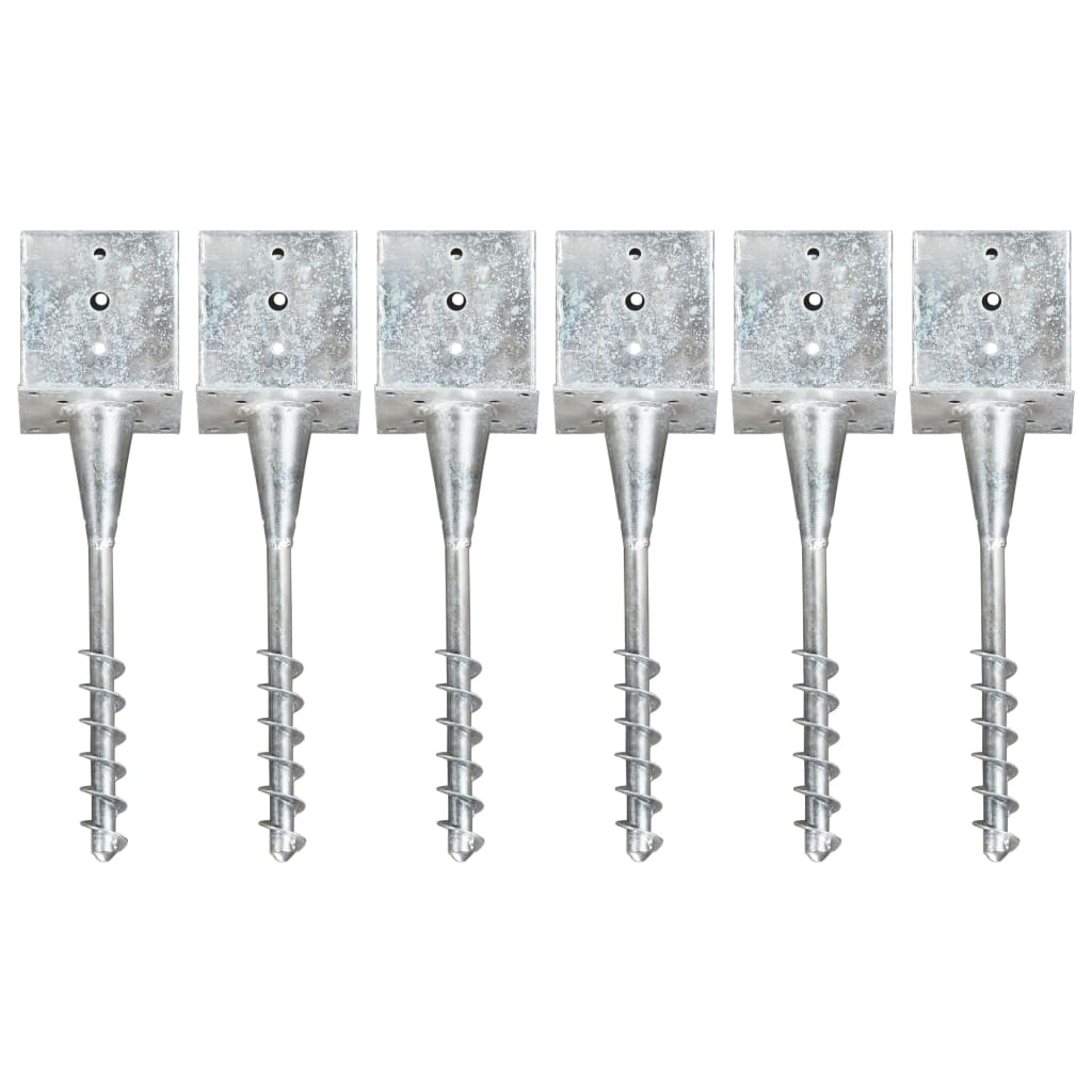 Ground Spikes 6 pcs Silver 14x14x58 cm Galvanised Steel - Style and Chic