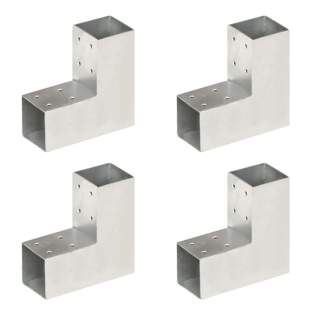Post Connectors 4 pcs L Shape Galvanised Metal 71x71 mm - R and M Furniture