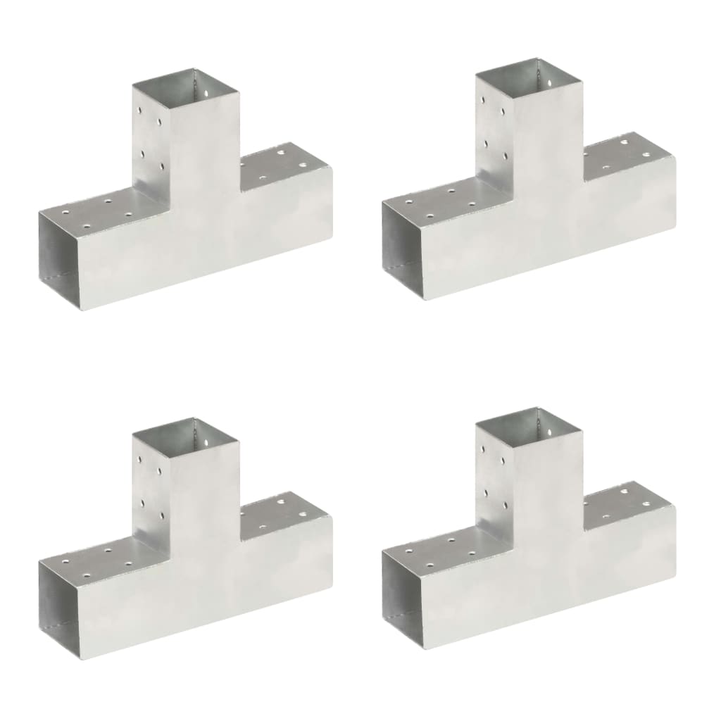 Post Connectors 4 pcs T Shape Galvanised Metal 71x71 mm - R and M Furniture