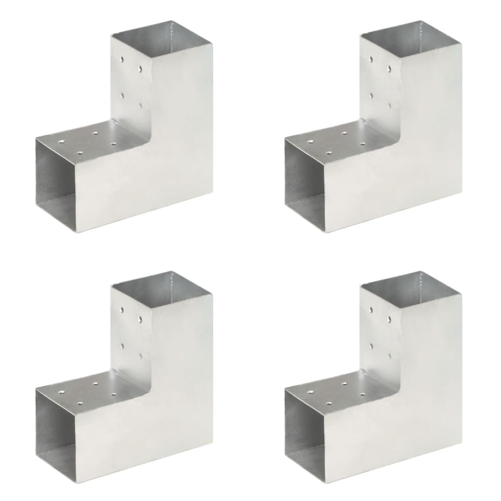 Post Connectors 4 pcs L Shape Galvanised Metal 81x81 mm - Discount Dealers