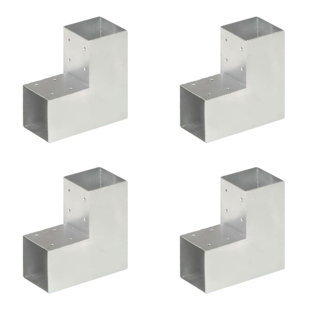 Post Connectors 4 pcs L Shape Galvanised Metal 91x91 mm - Unbeatable Bargains