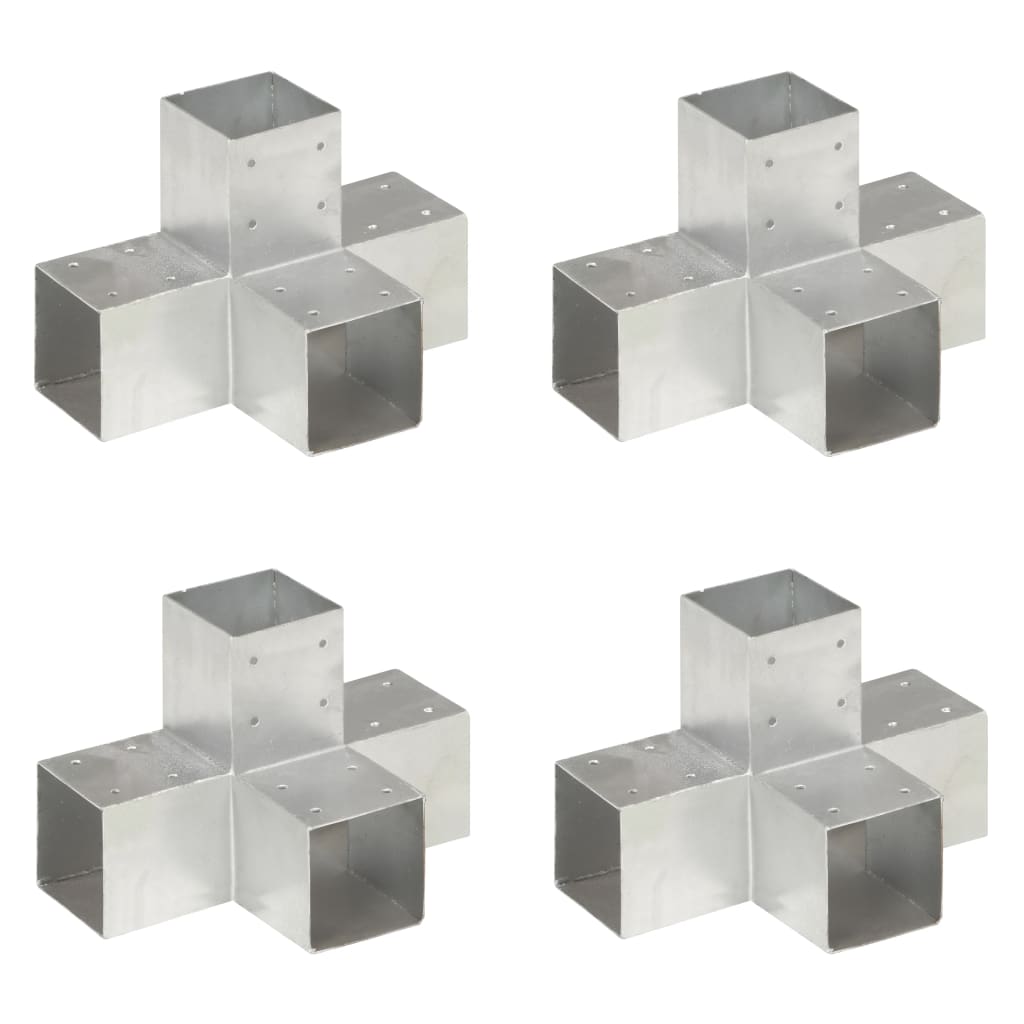 Post Connectors 4 pcs X Shape Galvanised Metal 91x91 mm - Design Hut