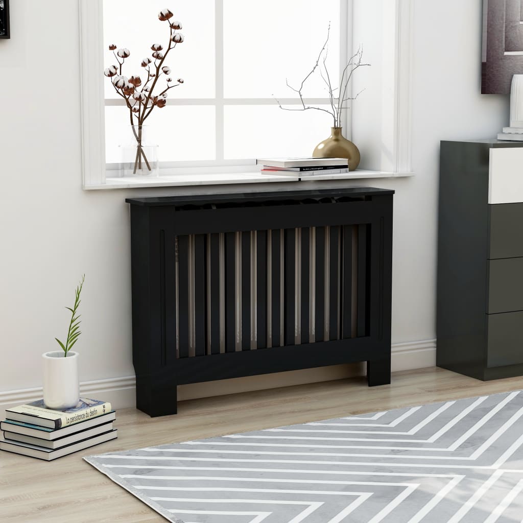 Radiator Cover Black 112x19x81.5 cm MDF - Sid & Sam