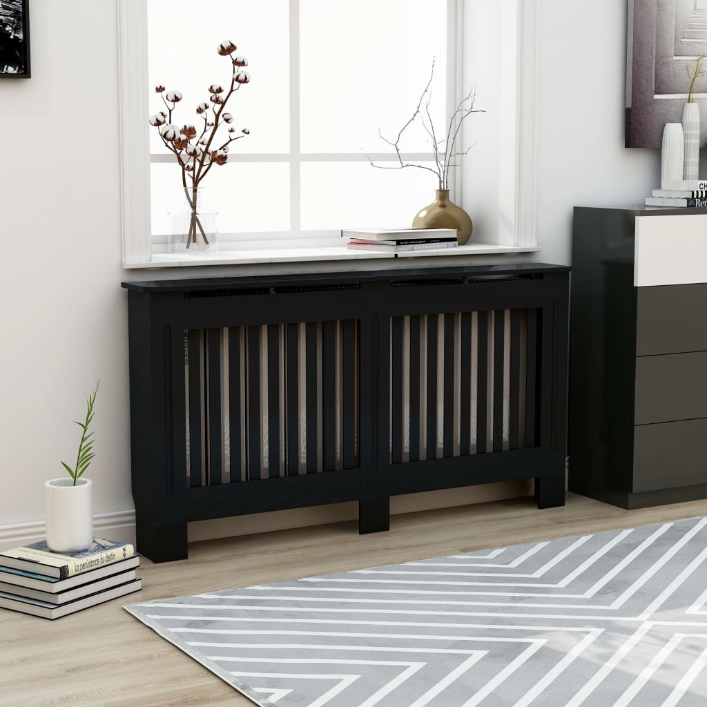 Radiator Cover Black 152x19x81.5 cm MDF - Brittle & Co