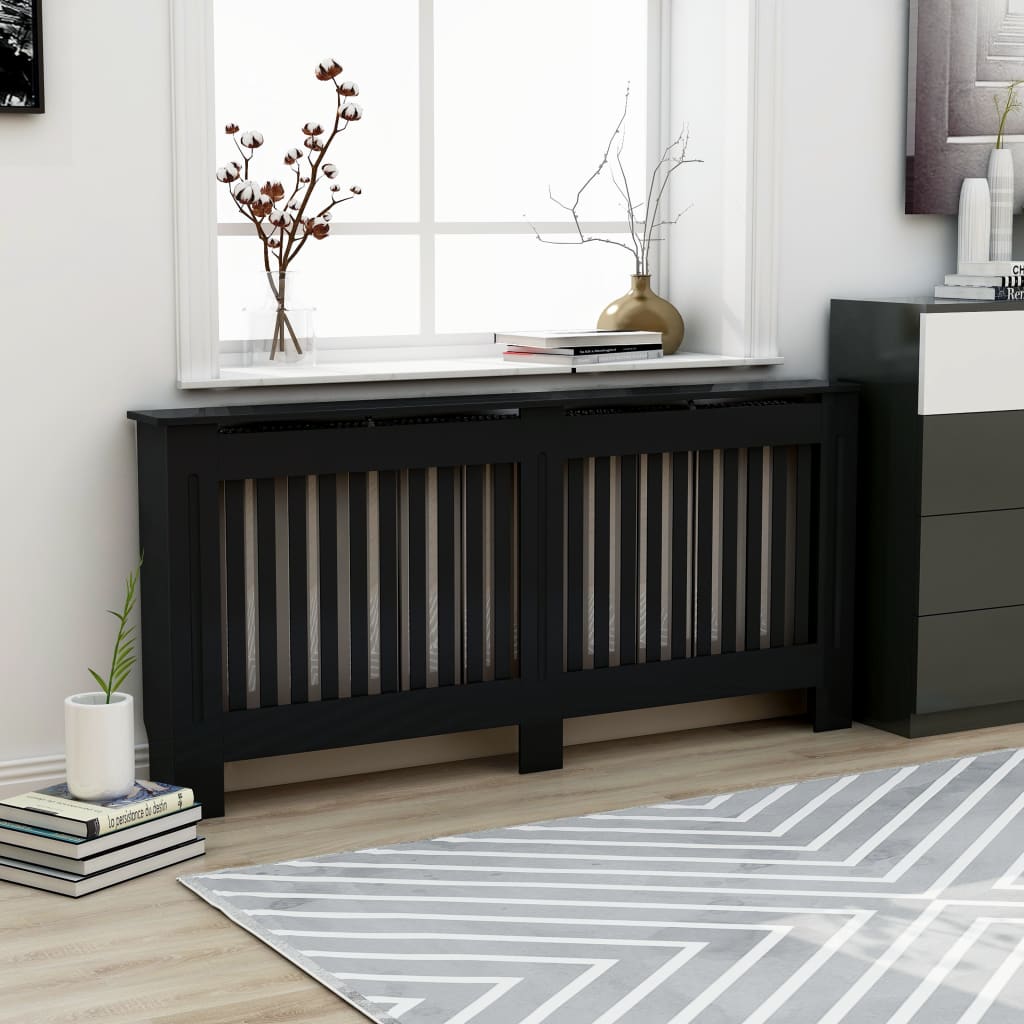 Radiator Cover Black 172x19x81.5 cm MDF - Decor Base
