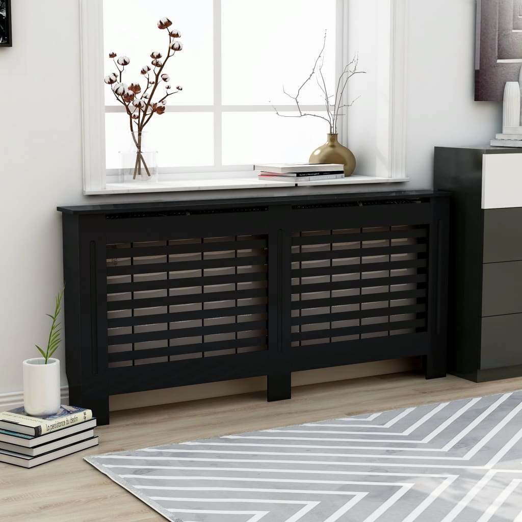 Radiator Cover Black 172x19x81.5 cm MDF - Brittle & Co