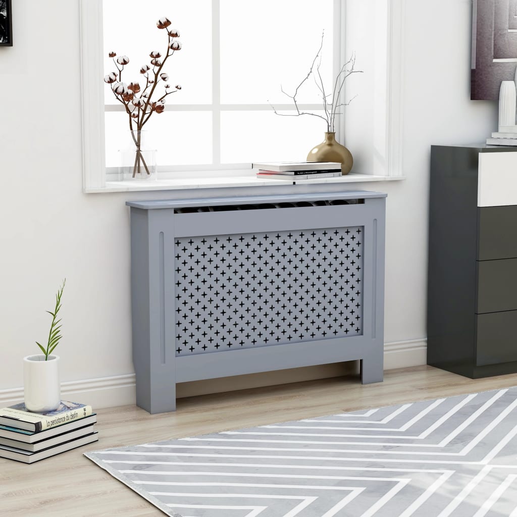 Radiator Cover Anthracite 112x19x81.5 cm MDF - Discount Dealers