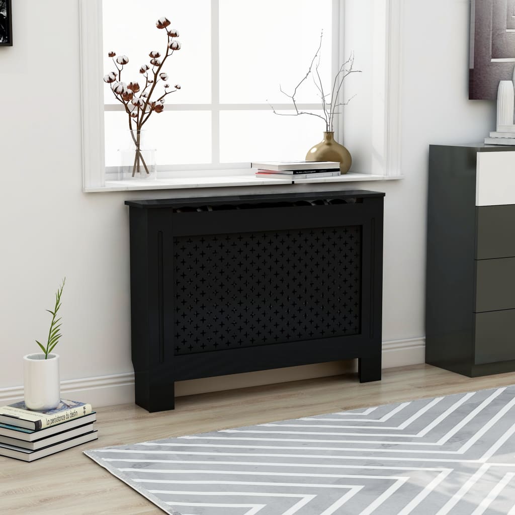 Radiator Cover Black 112x19x81.5 cm MDF - All Things Good