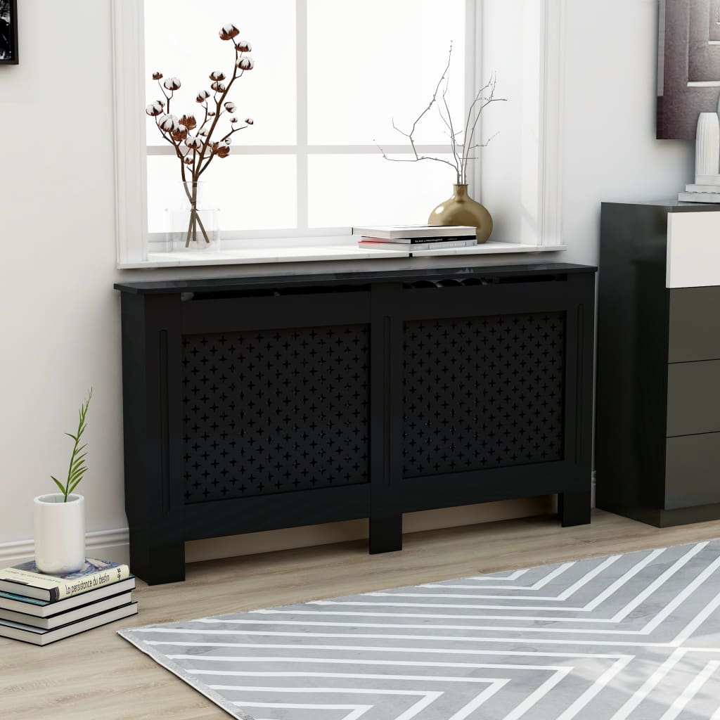 Radiator Cover Black 152x19x81.5 cm MDF - Sid & Sam