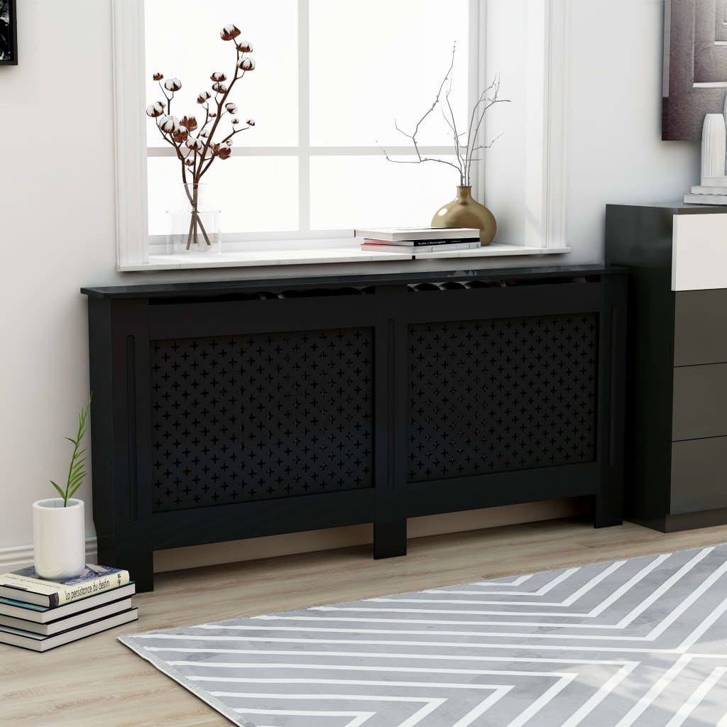 Radiator Cover Black 172x19x81.5 cm MDF - Discount Dealers
