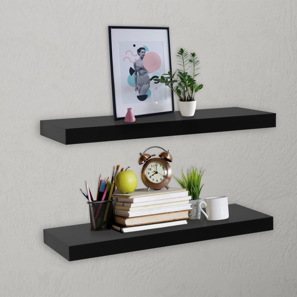 Floating Wall Shelves 2 pcs Black 60x20x3.8 cm - Casper Homes