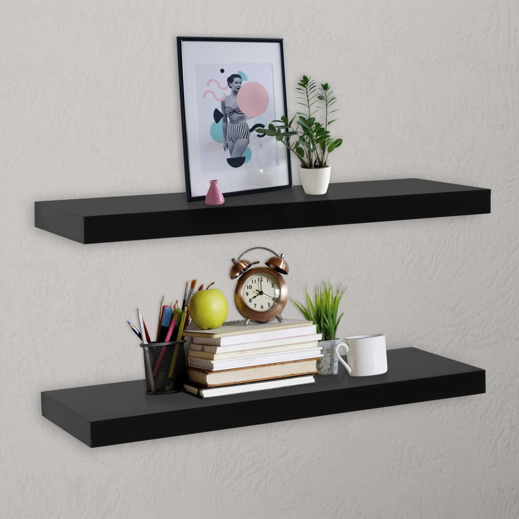 Floating Wall Shelves 2 pcs Black 100x20x3.8 cm - Casper Homes