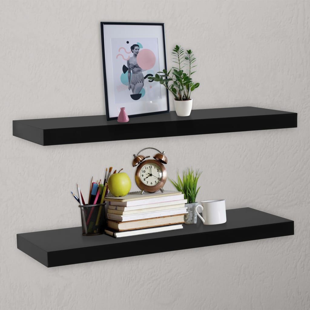 Floating Wall Shelves 2 pcs Black 120x20x3.8 cm - Brittle & Co