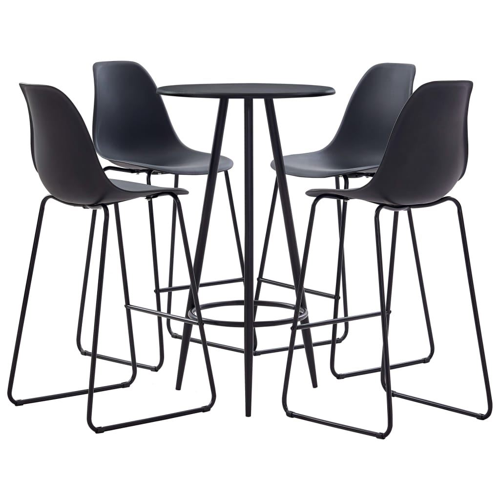 5 Piece Bar Set Plastic Black - The Home Maker
