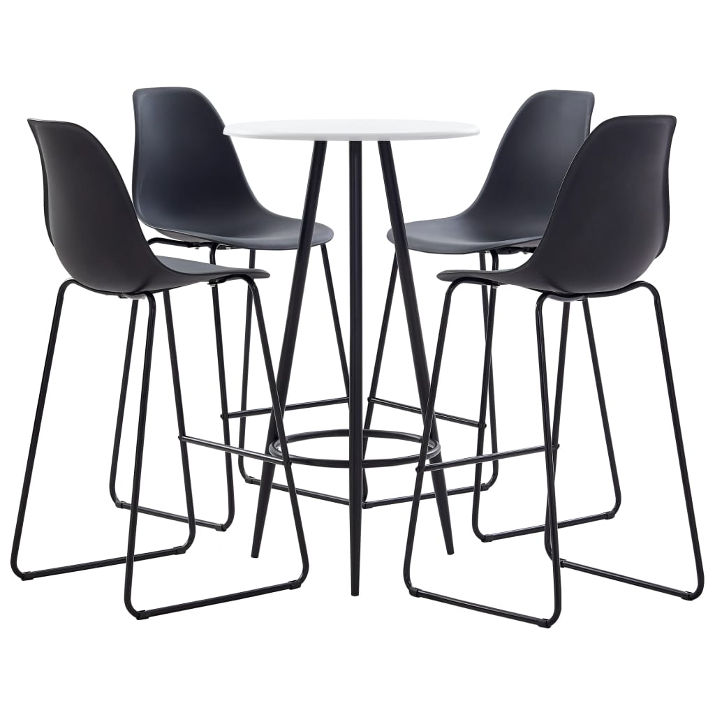 5 Piece Bar Set Plastic Black - Merkel Designers