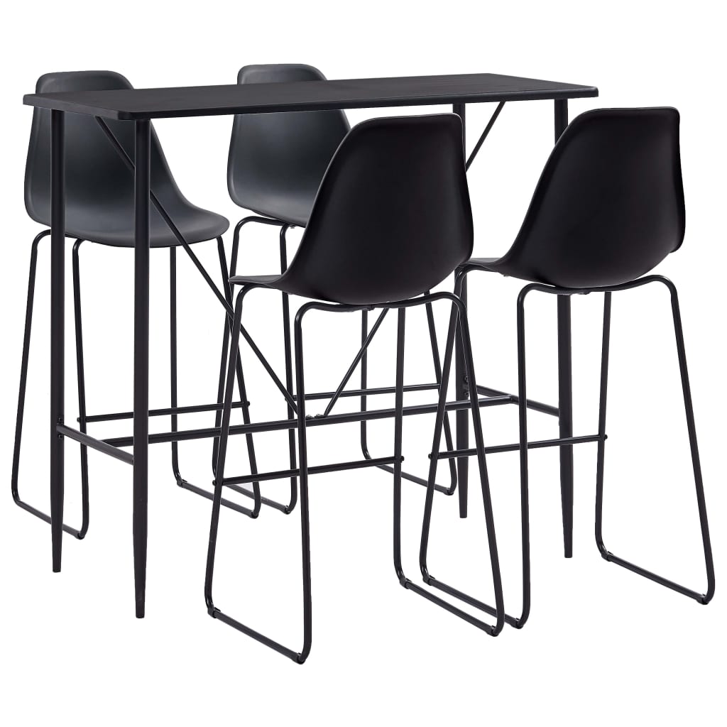 5 Piece Bar Set Plastic Black - The Home Maker