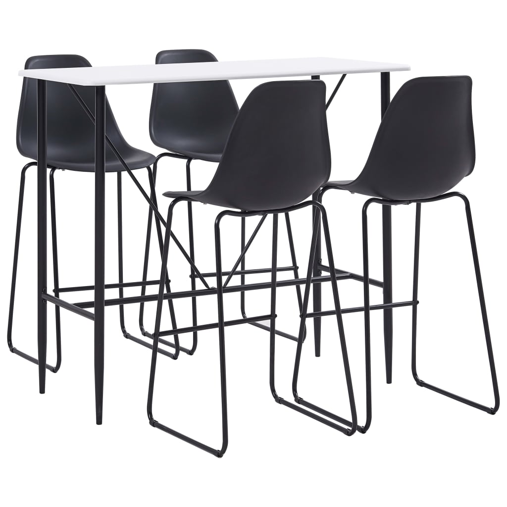 5 Piece Bar Set Plastic Black - R and M Furniture