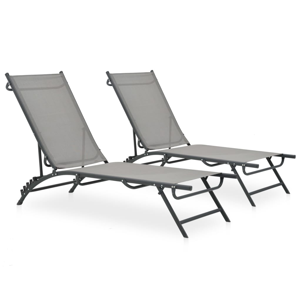 Sun Loungers 2 pcs Textilene and Steel - Merlin Deals