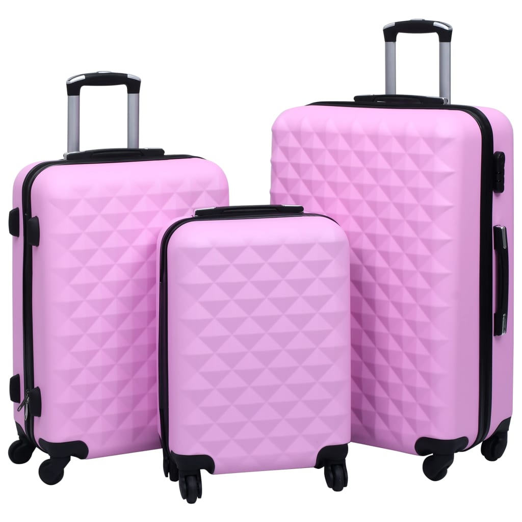 Hardcase Trolley Set 3 pcs Pink ABS - Design Hut