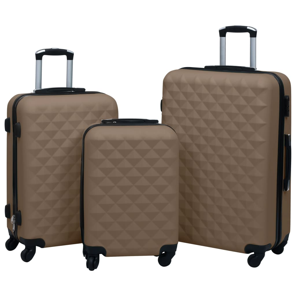 Hardcase Trolley Set 3 pcs Brown ABS - The Home Maker