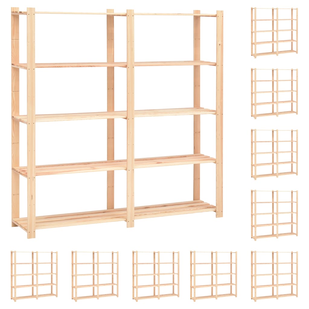 5-Tier Storage Racks 10 pcs 170x38x170 cm Solid Pinewood 500 kg - Style and Chic