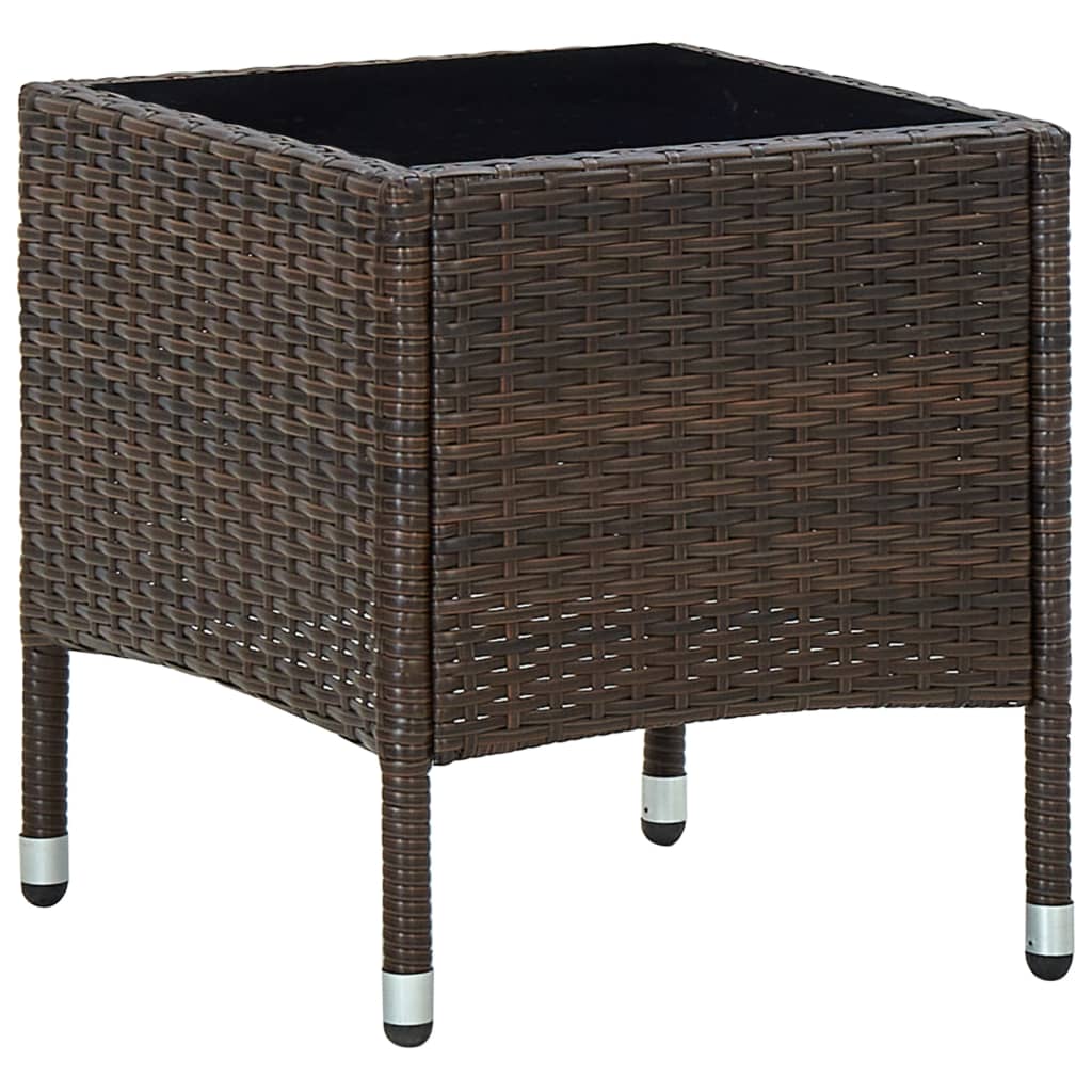 Garden Table Brown 40x40x45 cm Poly Rattan - Decor Base