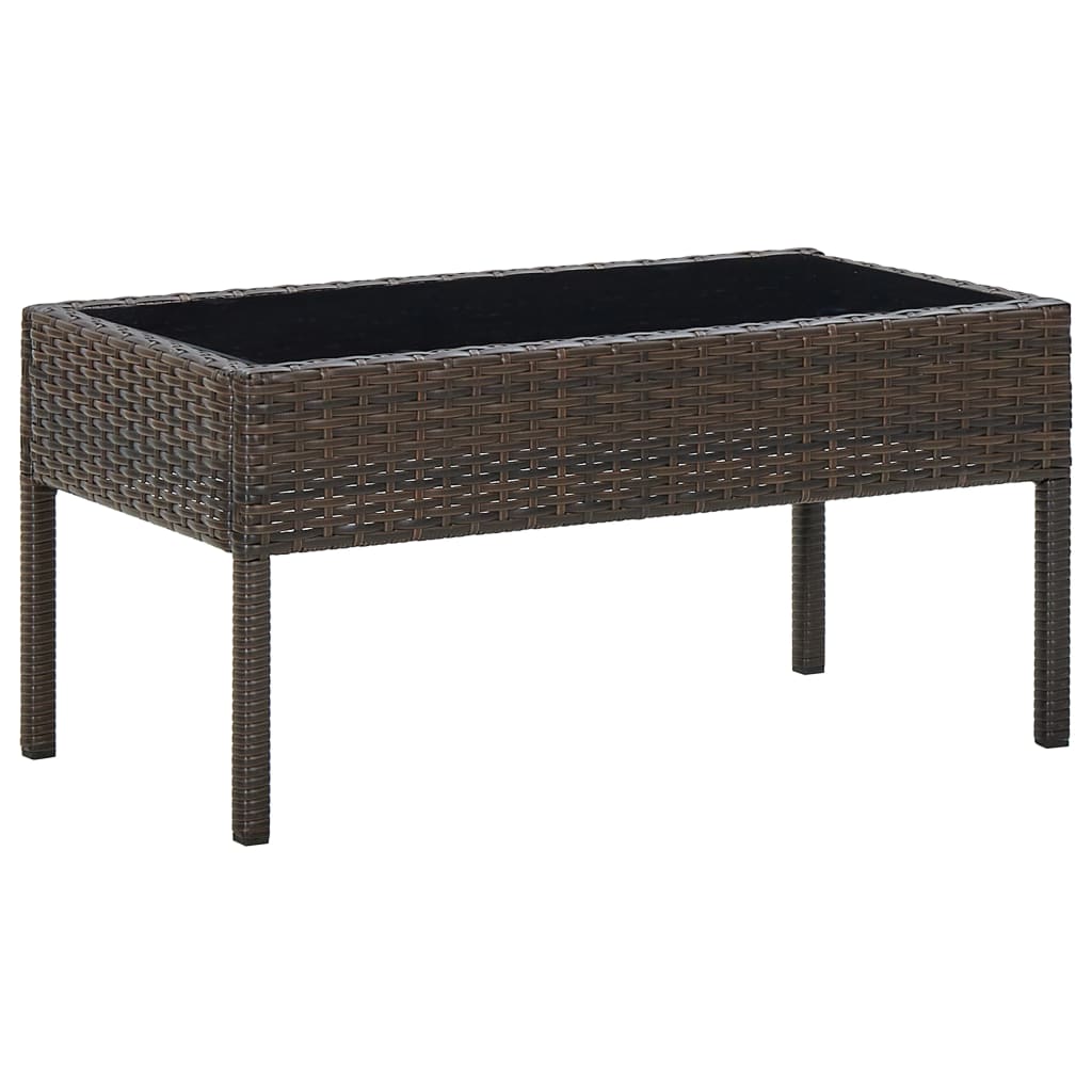 Garden Table Brown 75x40x37 cm Poly Rattan - Merkel Designers
