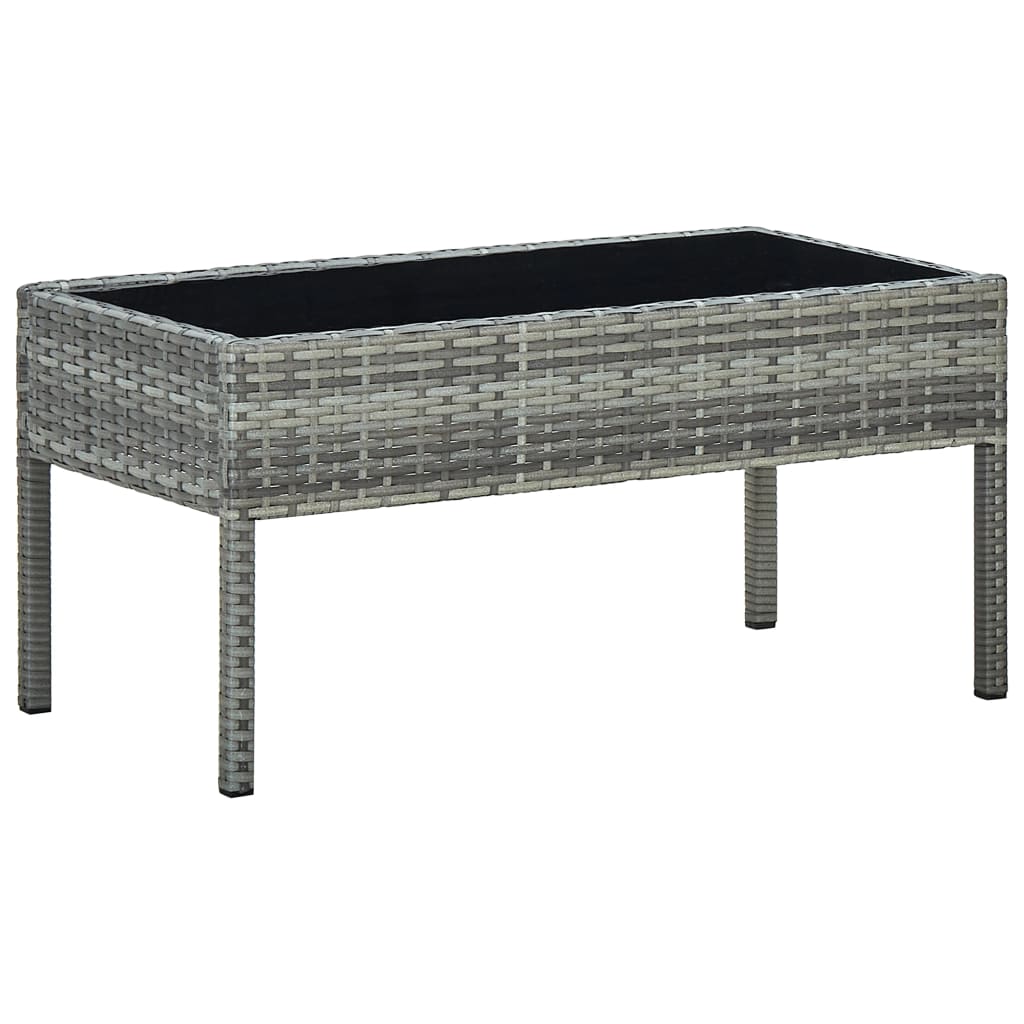 Garden Table Grey 75x40x37 cm Poly Rattan - Design Hut