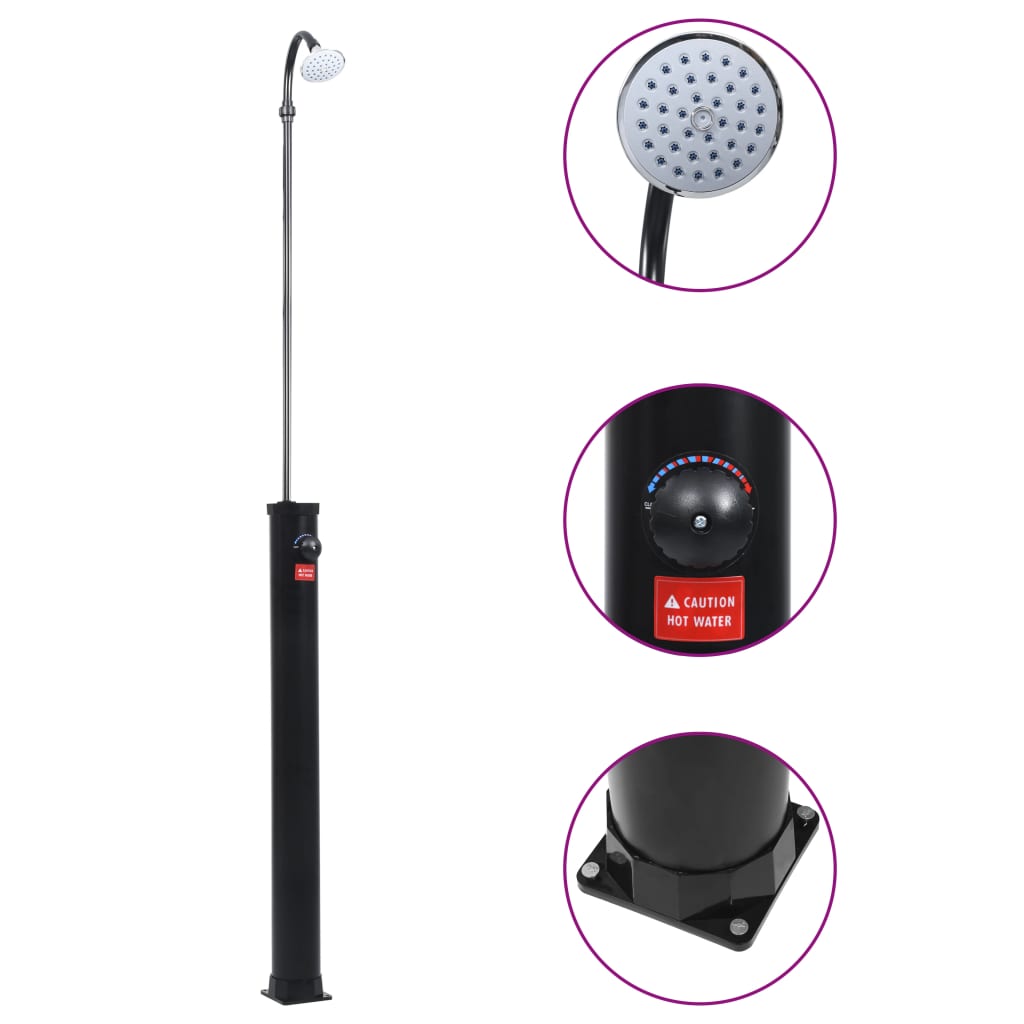 Garden Solar Shower Black 215 cm 8 L - Discount Dealers