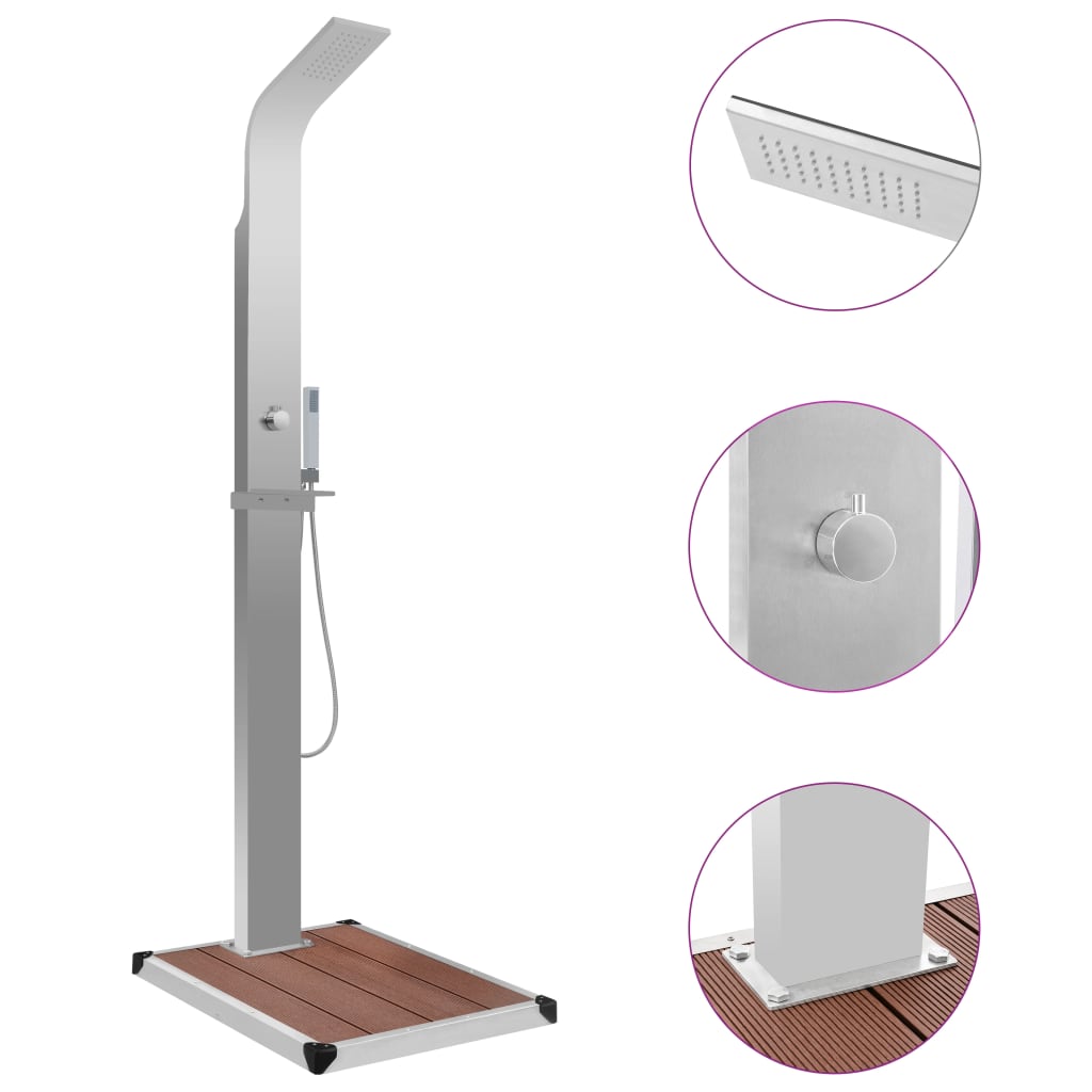 Outdoor Shower with Tray WPC Stainless Steel - Millennium Furniture