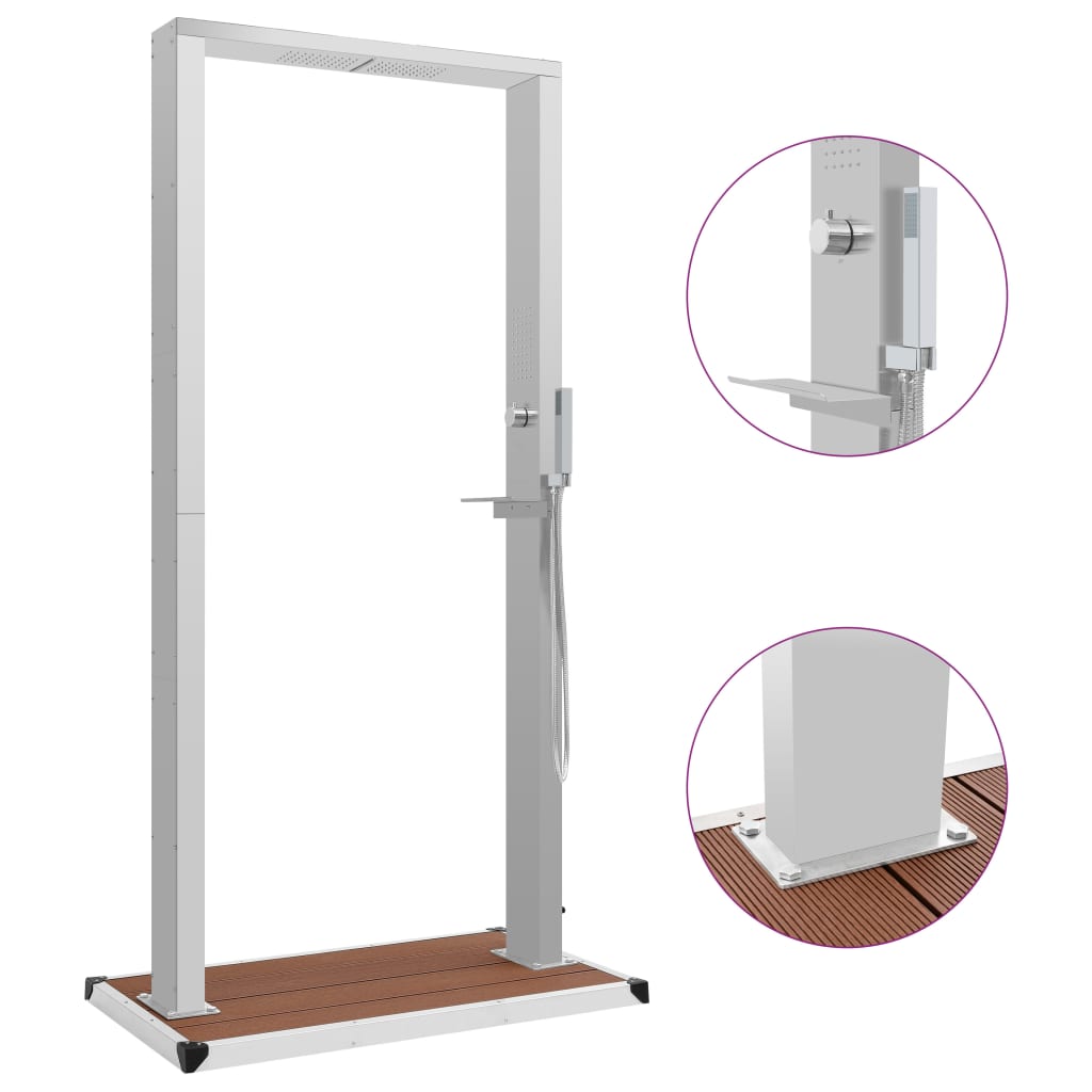 Outdoor Shower with Tray WPC Stainless Steel - Brittle & Co