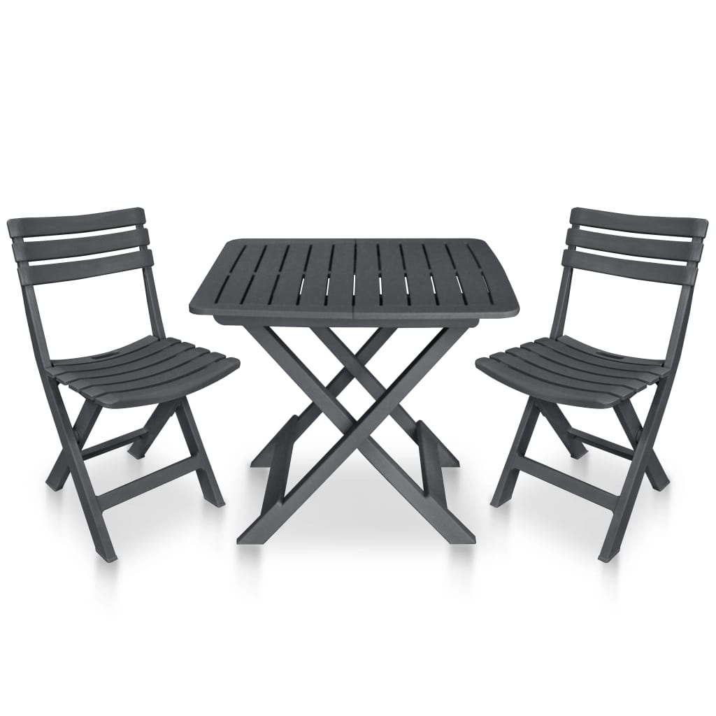 3 Piece Folding Bistro Set Plastic Anthracite - Tyrell & Tyrell