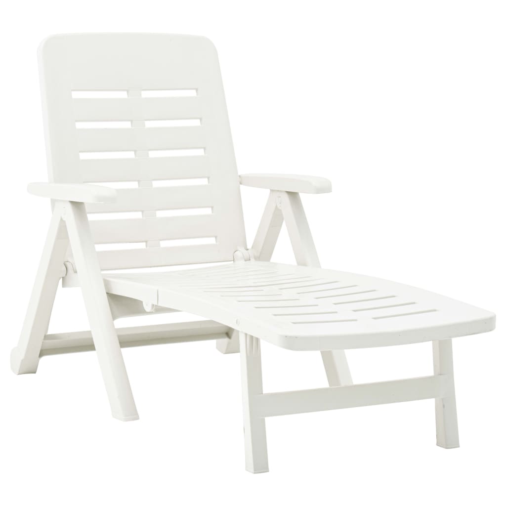Folding Sun Lounger Plastic White - Style and Chic