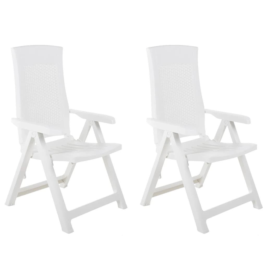 Garden Reclining Chairs 2 pcs Plastic White - R and M Furniture