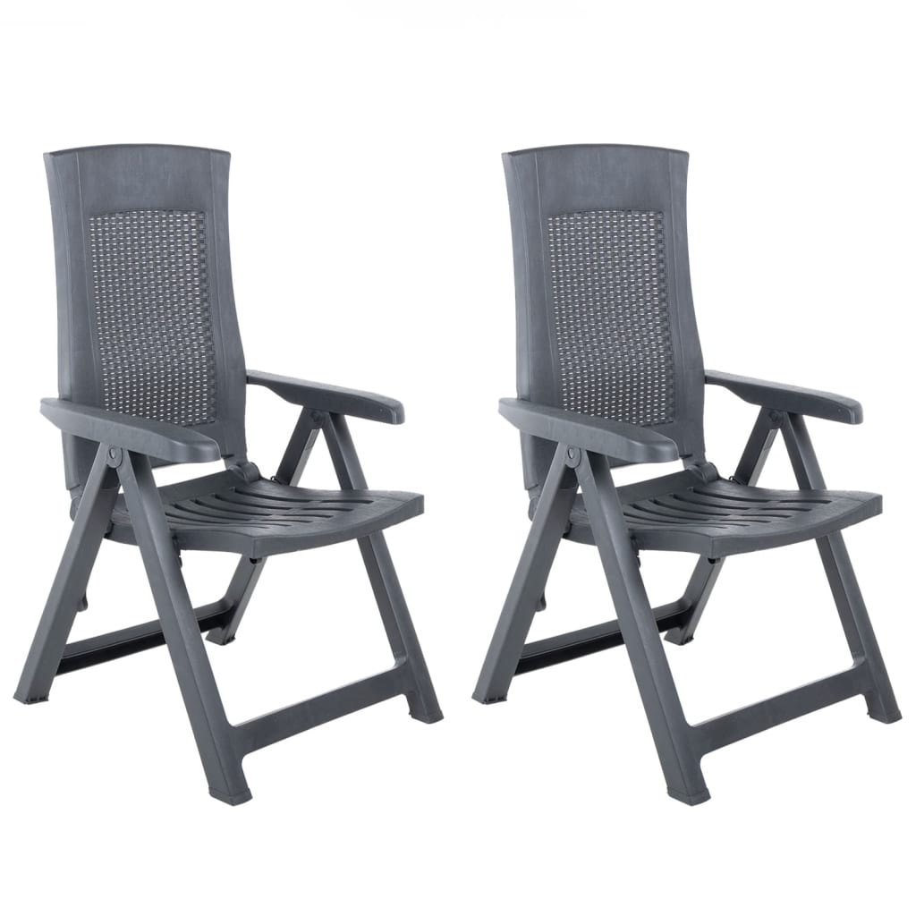 Garden Reclining Chairs 2 pcs Plastic Anthracite - Design Hut