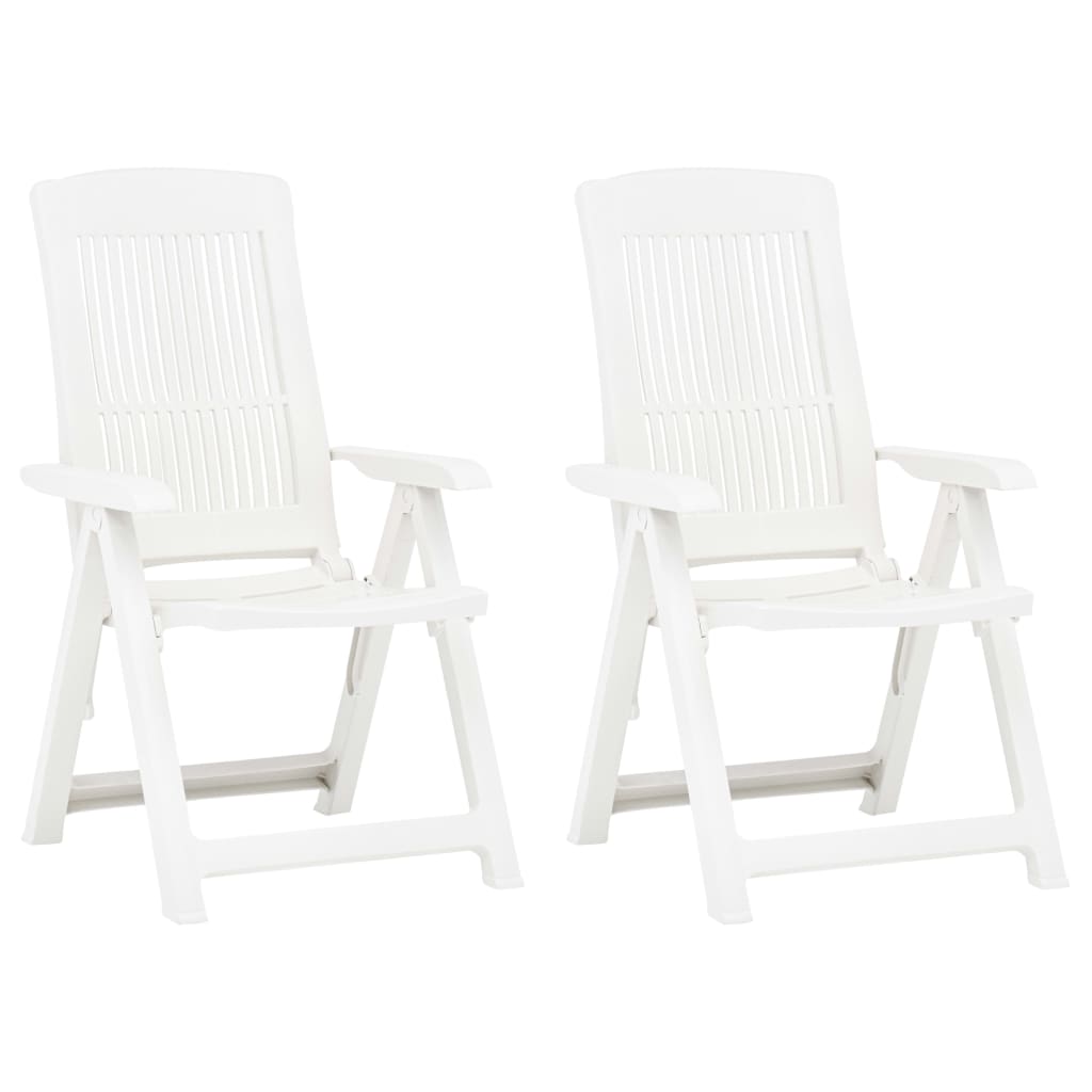 Garden Reclining Chairs 2 pcs Plastic White - The Home Maker