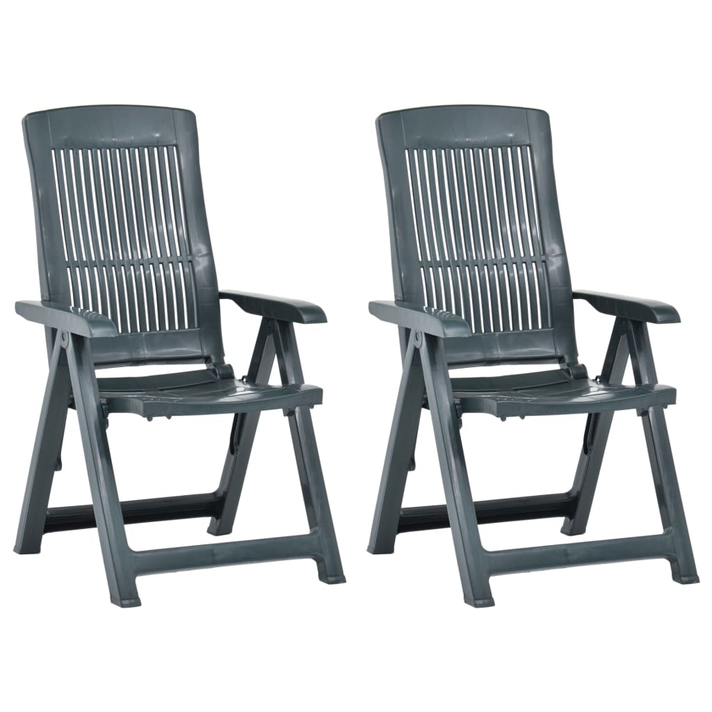 Garden Reclining Chairs 2 pcs Plastic Green - Merkel Designers
