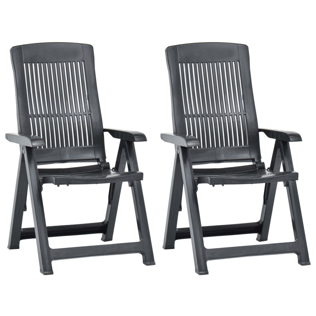 Garden Reclining Chairs 2 pcs Plastic Anthracite - Discount Dealers
