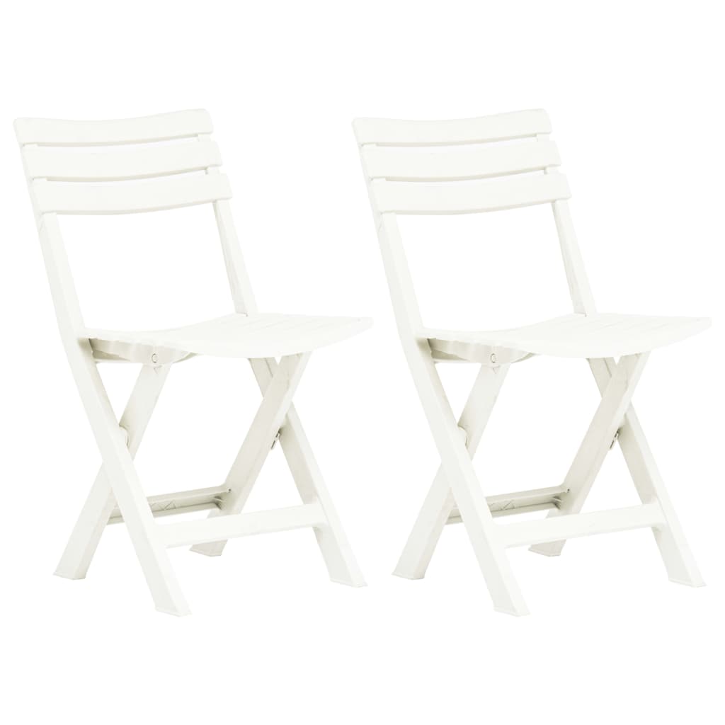Folding Garden Chairs 2 pcs Plastic White - Unbeatable Bargains