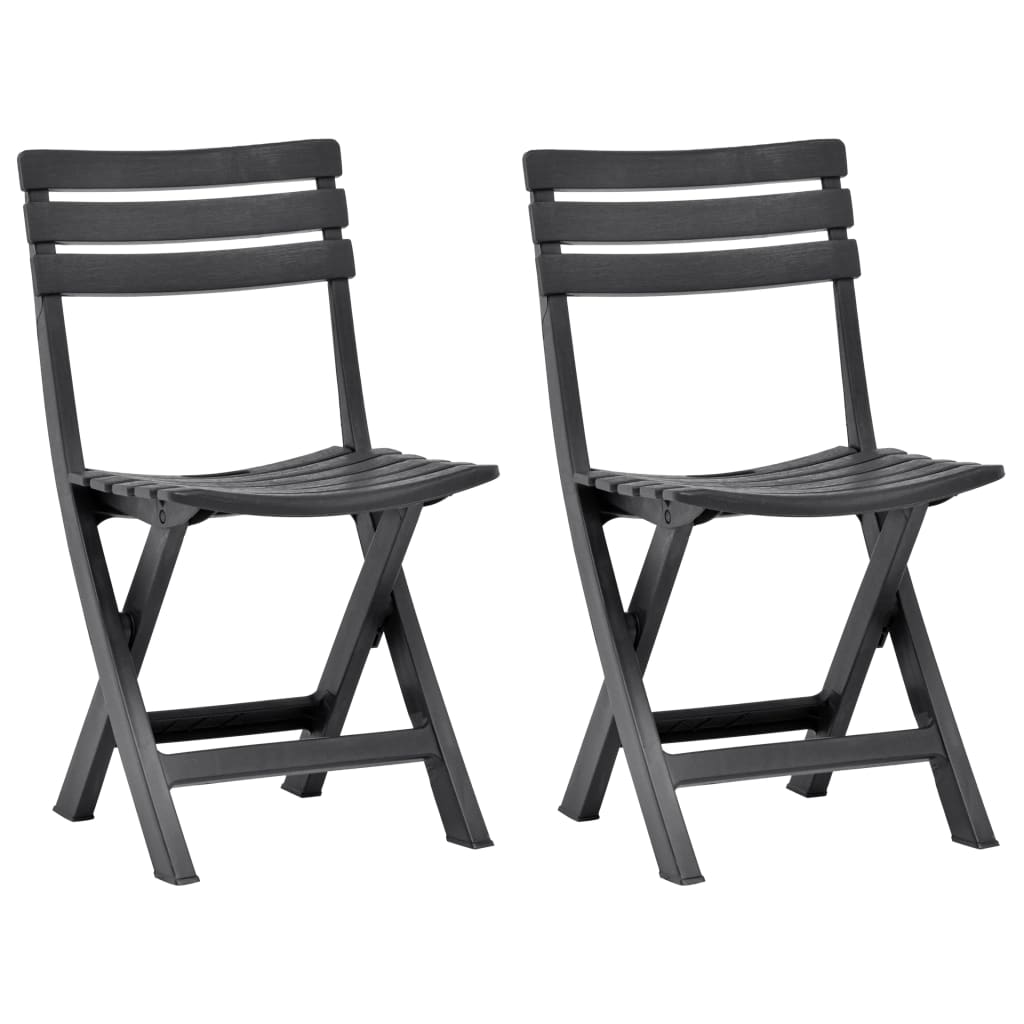 Folding Garden Chairs 2 pcs Plastic Anthracite - Brittle & Co