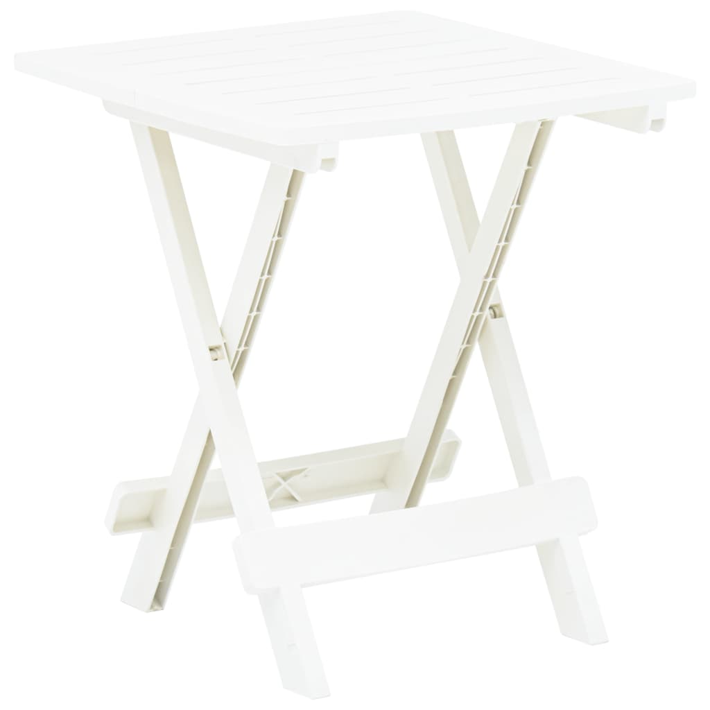 Folding Garden Table White 45x43x50 cm Plastic - Decor Base