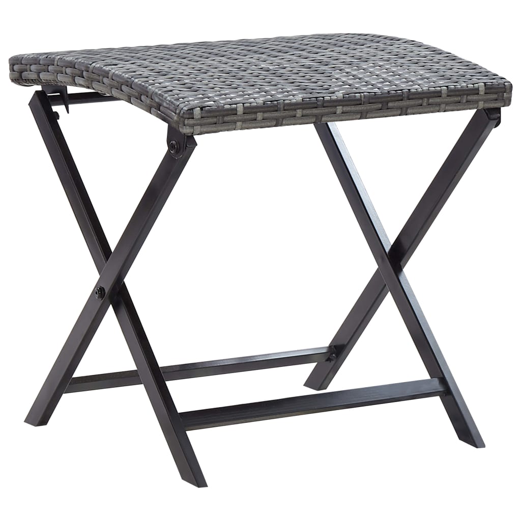 Folding Stool Poly Rattan Grey - Casper Homes