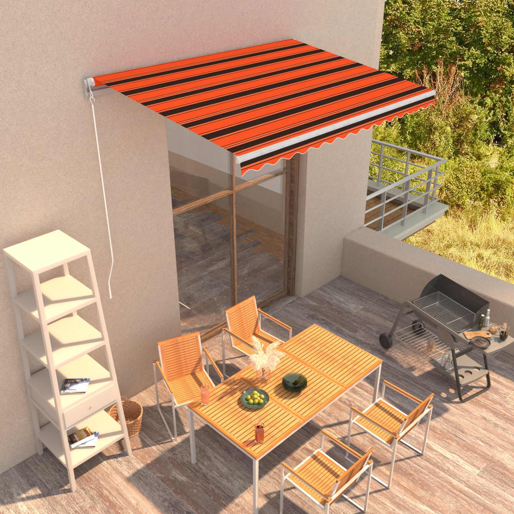 Manual Retractable Awning 350x250 cm Orange and Brown - Tyrell & Tyrell