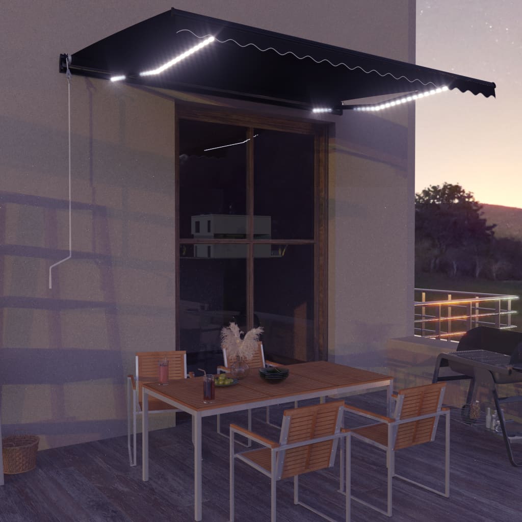 Manual Retractable Awning with LED 450x300 cm Anthracite - Merkel Designers